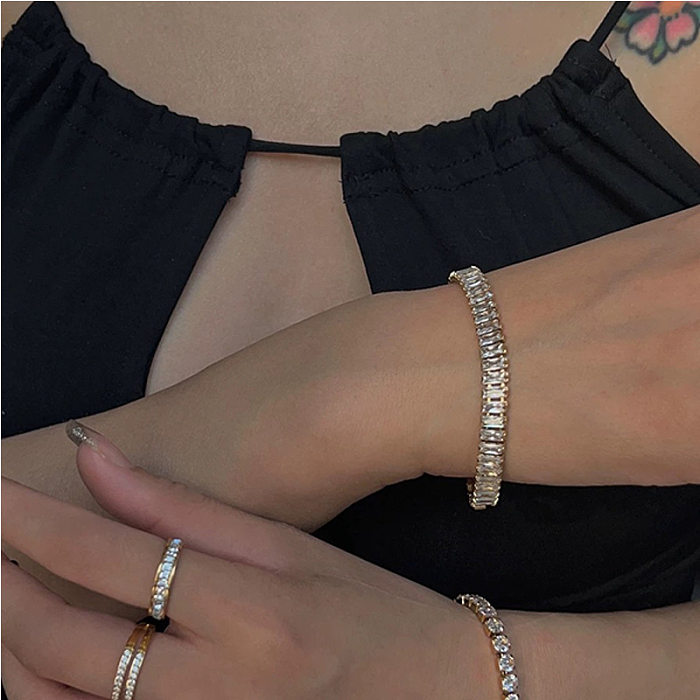 Modern Style Solid Color Stainless Steel Plating Inlay Zircon Bracelets