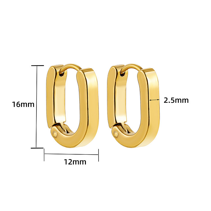 Simple Style Oval Stainless Steel  Earrings Plating Stainless Steel  Earrings 1 Pair