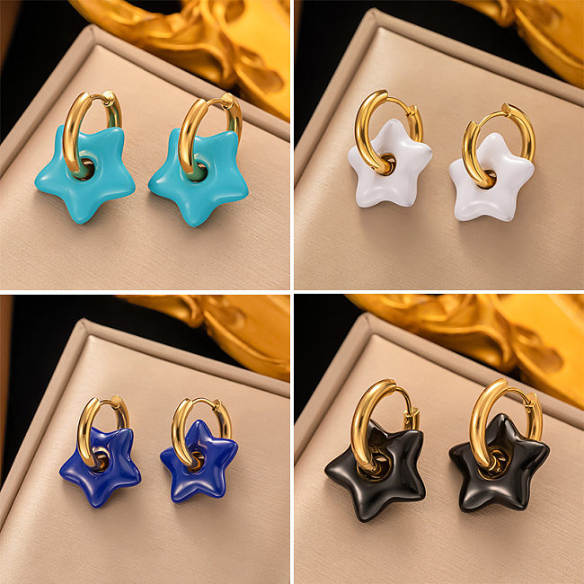 1 Pair Modern Style Star Plating Stainless Steel Drop Earrings