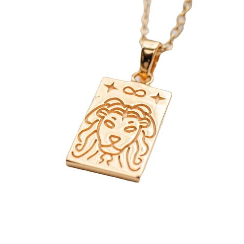 Vintage Style Tarot Stainless Steel  Plating Carving 18K Gold Plated Pendant Necklace