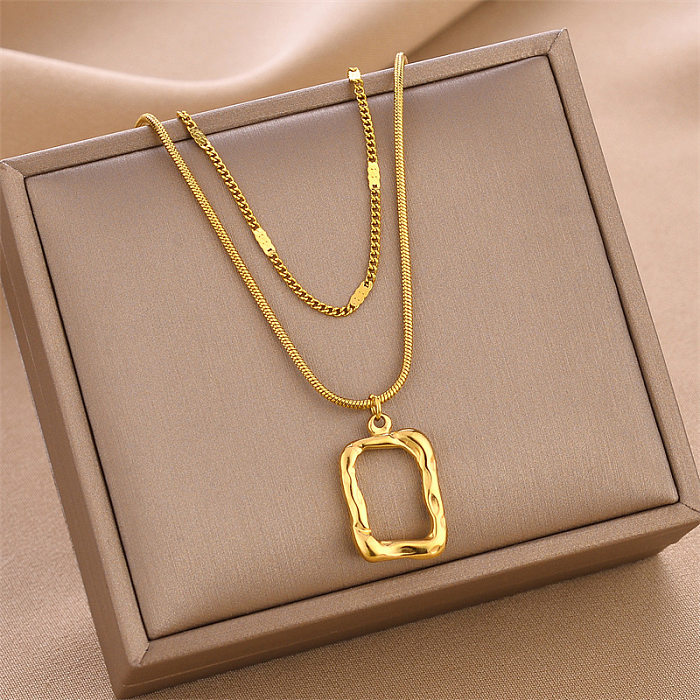 Fashion Square Stainless Steel Plating Layered Necklaces 1 Piece