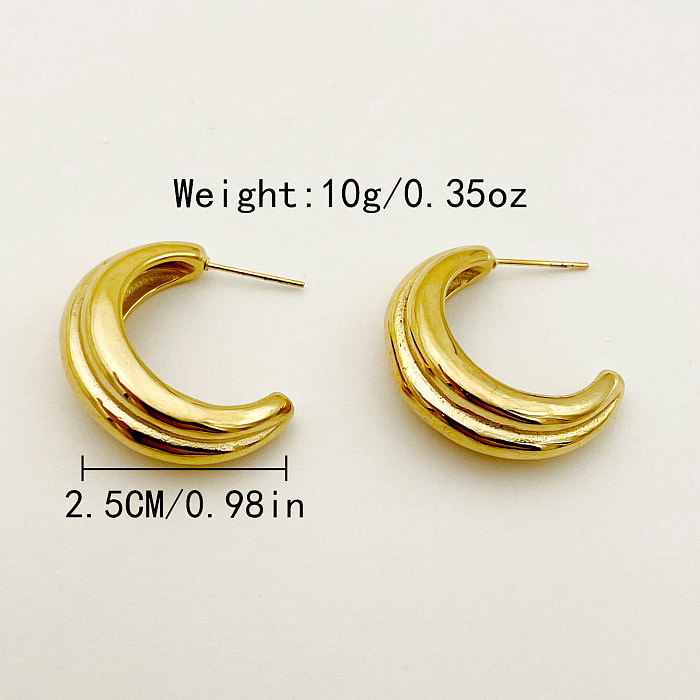 1 Pair Retro Roman Style Moon Plating Stainless Steel  Gold Plated Ear Studs