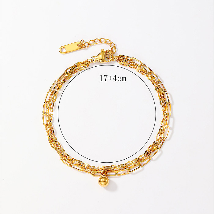 Bracelets ronds en acier inoxydable plaqué or 18 carats, style simple, vente en gros