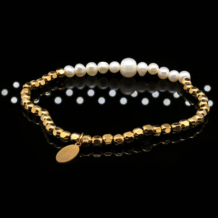 1 pièce de bracelets de perles en acier titane géométrique de style simple