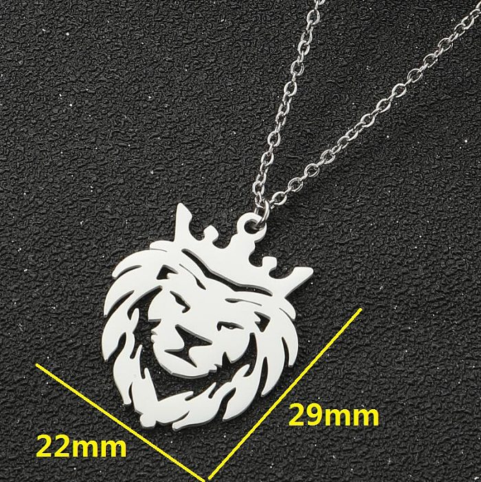 1 Stück Retro-Löwen-Halskette aus Edelstahl mit ausgehöhltem Anhänger