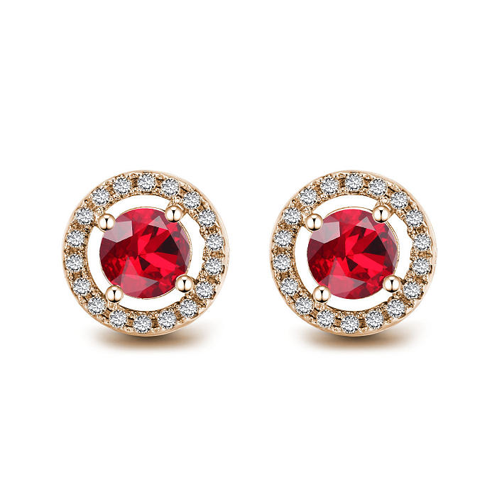 Fashion Geometric Brass Zircon Ear Studs 1 Pair