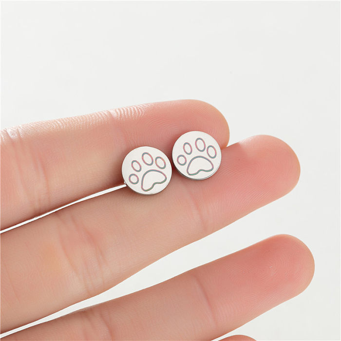 1 paire de clous d'oreilles plaqués en acier inoxydable, Style Simple, étoile ronde, lune