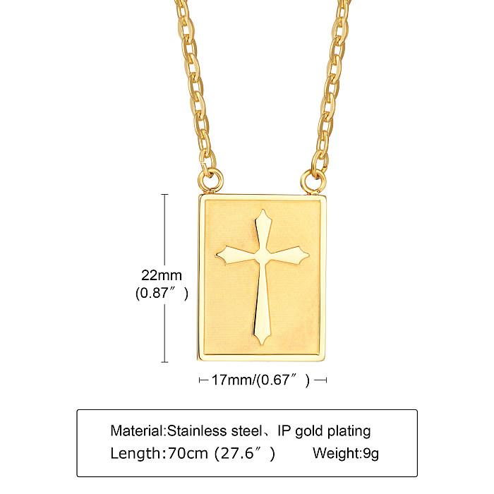 Punk Simple Style Cross Stainless Steel  Plating Carving 18K Gold Plated Pendant Necklace