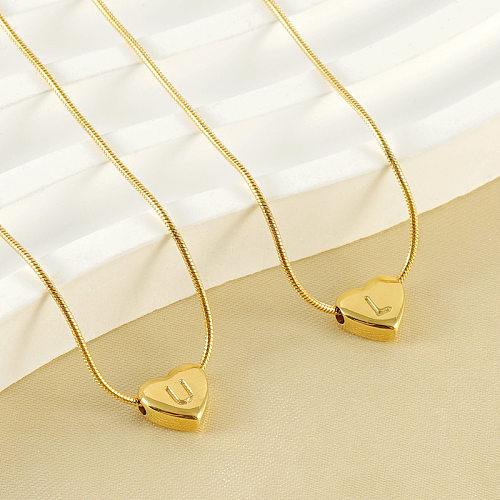 Lady Letter Heart Shape Stainless Steel  Stainless Steel Plating Stainless Steel Necklace 1 Piece