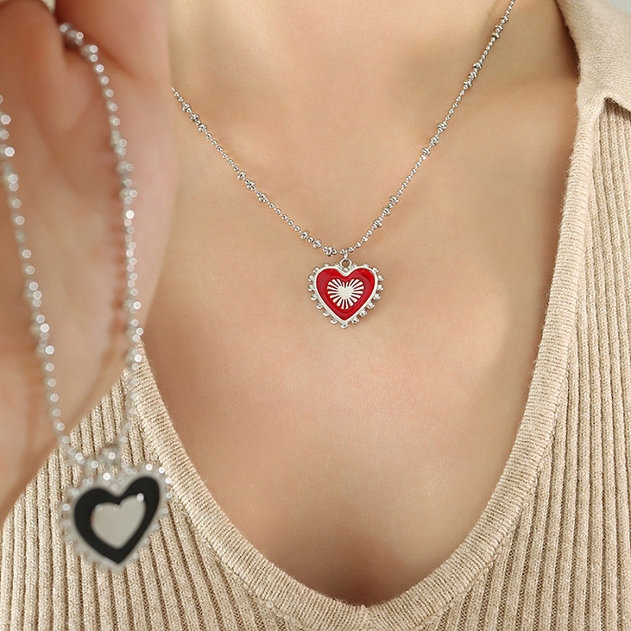 1 Piece Classical Heart Shape Stainless Steel Brass Plating Pendant Necklace