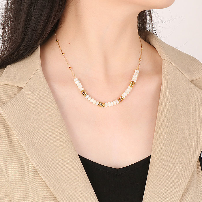 Luxuriöse runde Halskette mit 18-Karat-Vergoldung aus Edelstahl