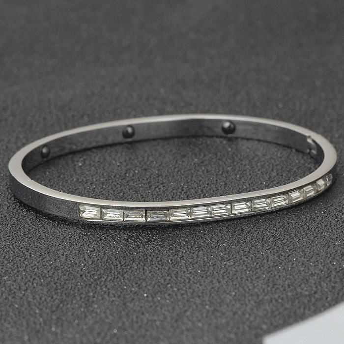 Wholesale Simple Style Solid Color Titanium Steel Bangle