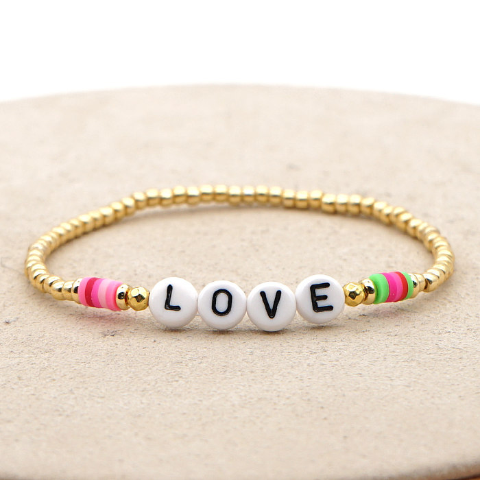 1 Piece Simple Style Letter Stainless Steel Bracelets