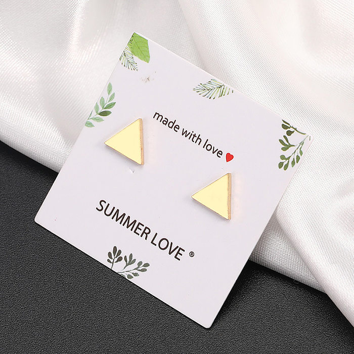 Fashion Triangle Heart Shape Flower Stainless Steel  Plating Ear Studs 1 Pair