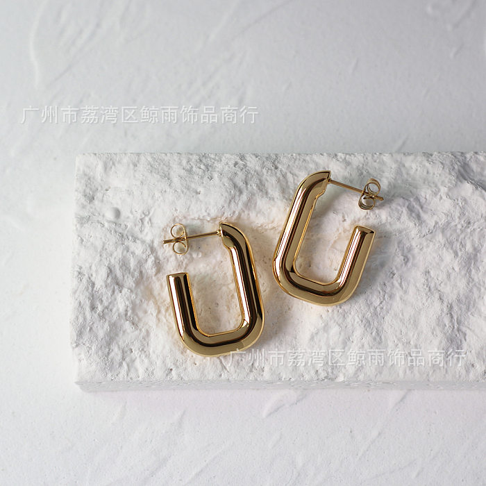 Stainless Steel U-shaped Square Ring Simple Earrings Wholesale Jewelry jewelry
