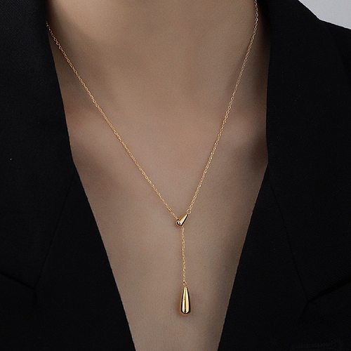 Fashion Water Droplets Stainless Steel Plating Pendant Necklace 1 Piece