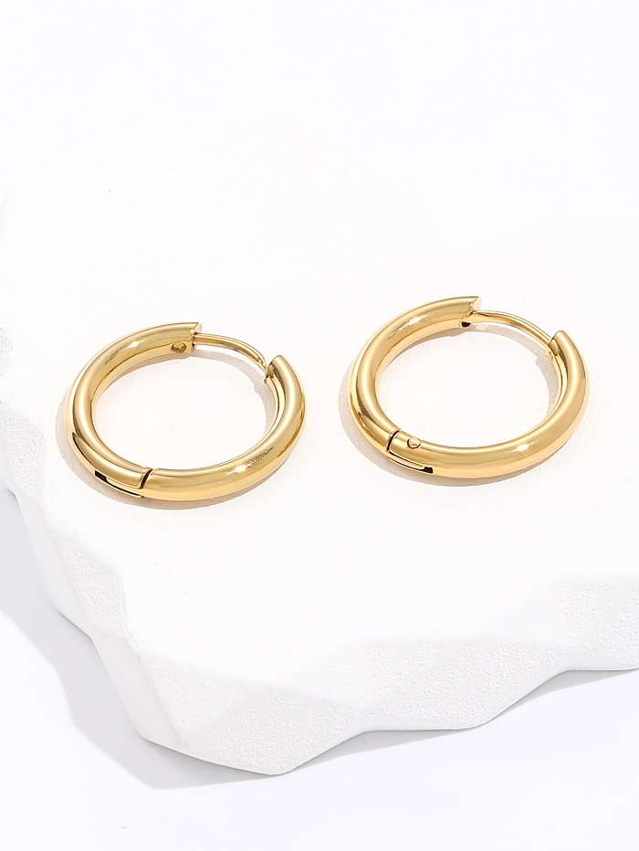 Creative Simple Stainless Steel  Electroplated 18K Golden Circle Earrings