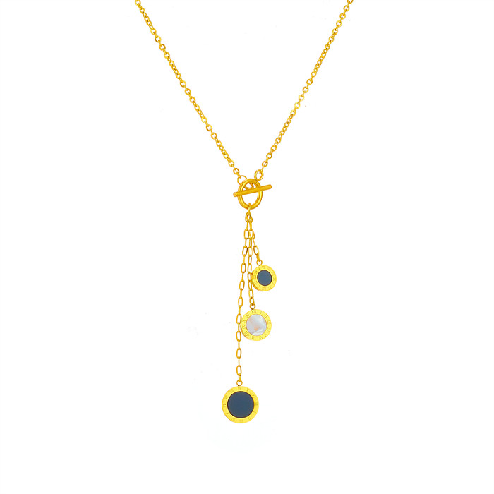Elegante Halskette mit glänzender Quaste und 18-Karat-Vergoldung aus Edelstahl