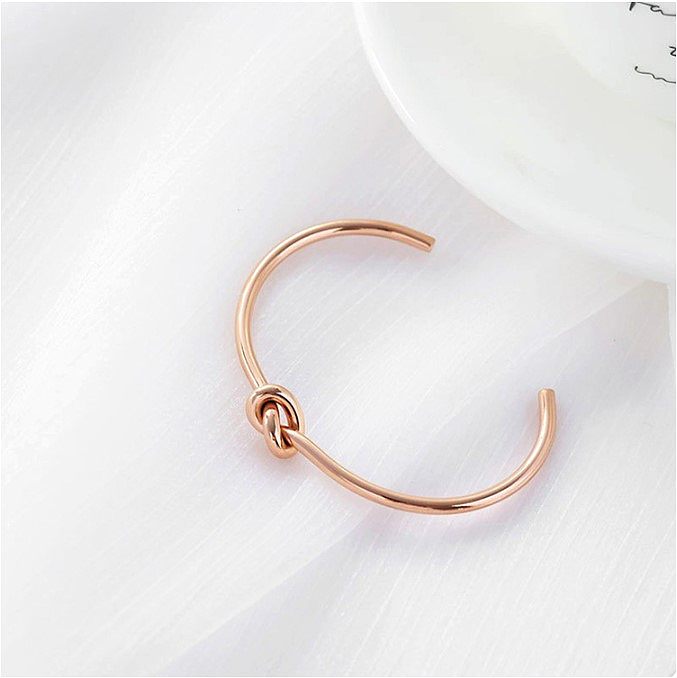 1 Piece Simple Style Solid Color Knot Stainless Steel Plating Bangle