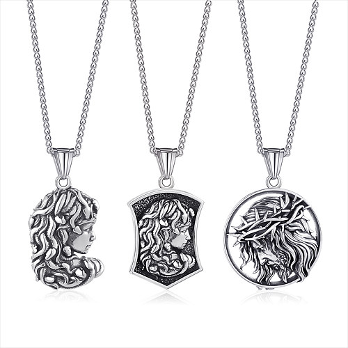 Retro Punk Human Stainless Steel  Pendant Necklace