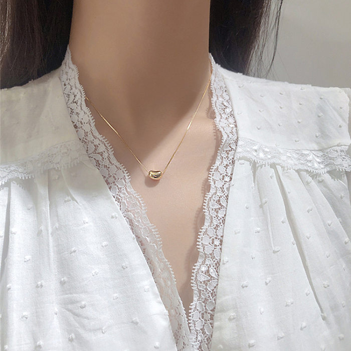 Schlichter Stil, herzförmige Halskette aus Edelstahl, 1 Stück