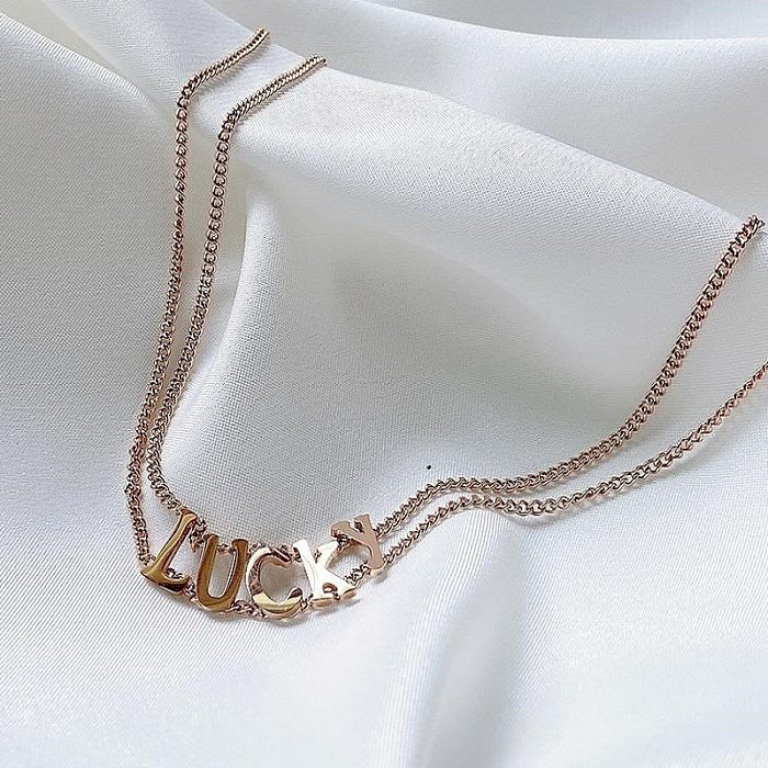IG-Stil, schlichter Buchstaben-Halsband aus Edelstahl