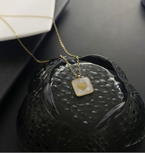 Basic Classic Style Square Stainless Steel Pendant Necklace