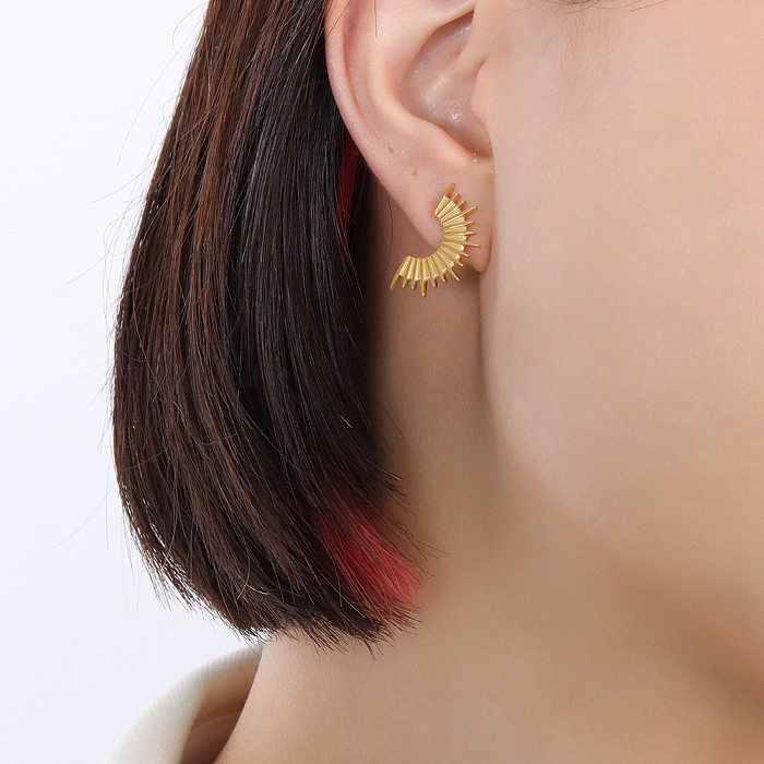 Bijoux en gros bijoux rétro créatif en forme de C boucles d'oreilles en acier inoxydable or 18 carats