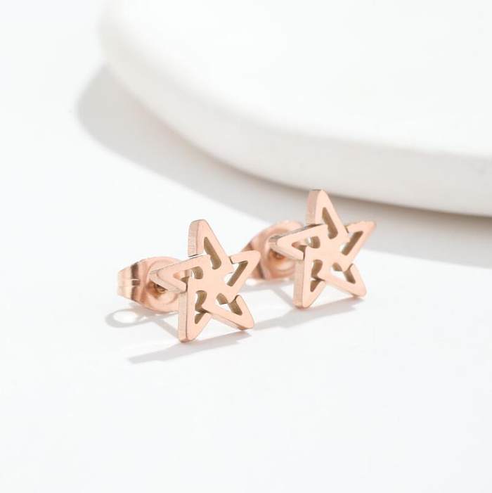 Simple Style Cactus Star Boots Stainless Steel  Plating Hollow Out Ear Studs 1 Pair