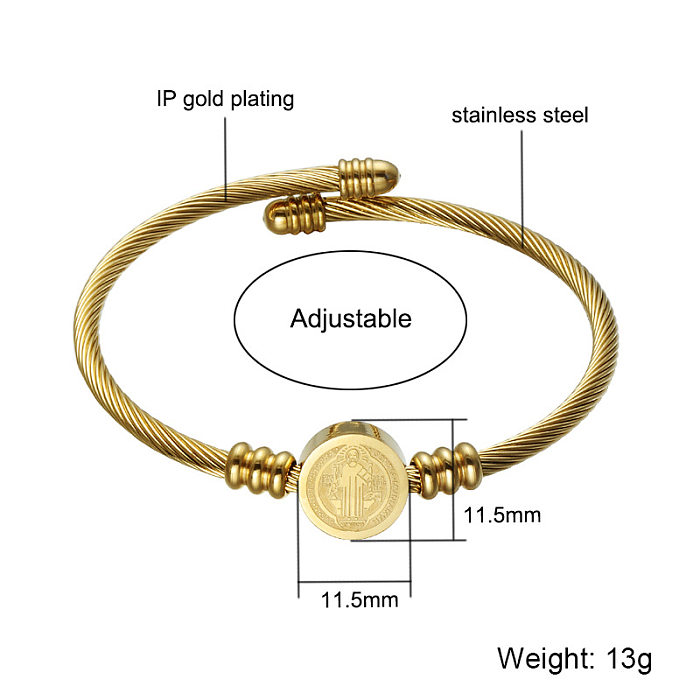 Bracelet plaqué or en acier inoxydable de couleur unie de style simple en vrac