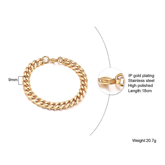 Wholesale Hip-Hop Geometric Stainless Steel 18K Gold Plated Bracelets