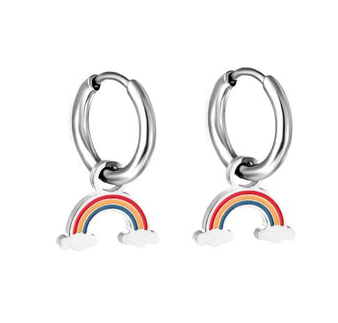 1 Pair Sweet Simple Style Lips Rainbow Butterfly Stainless Steel  Plating Earrings