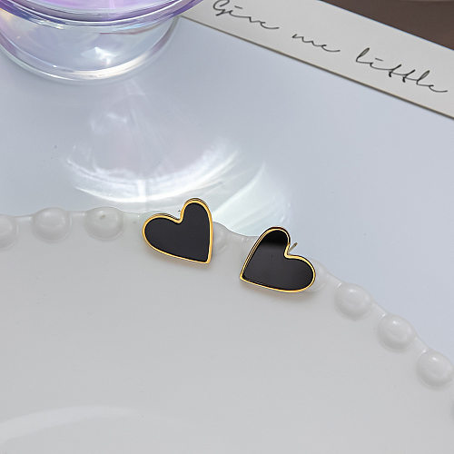 Fashion Heart Shape Stainless Steel Plating Ear Studs 1 Pair