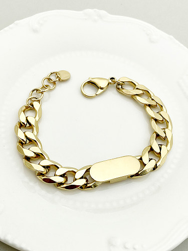 Hip-Hop Simple Style Solid Color Stainless Steel Plating 14K Gold Plated Bracelets