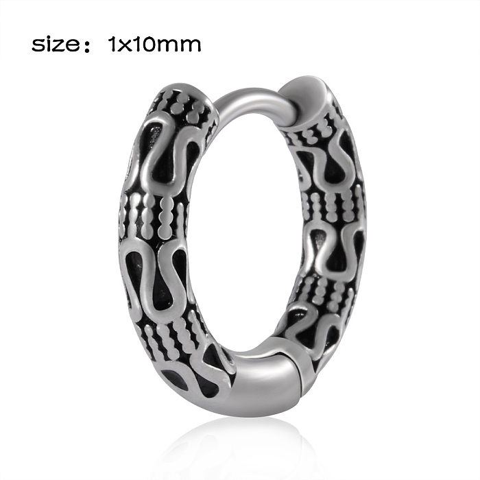 1 Piece Cool Style Round Dragon Enamel Plating Stainless Steel  Earrings