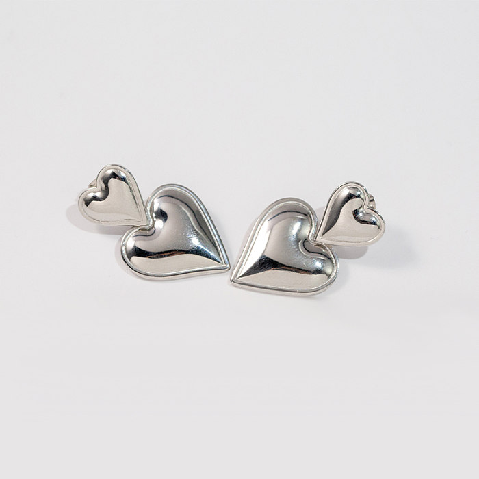 1 Pair Vintage Style Heart Shape Stainless Steel  18K Gold Plated Drop Earrings