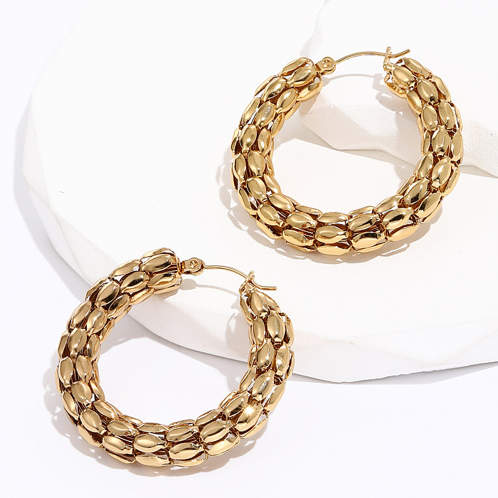 Simple Style Circle Stainless Steel  Gold Plated Earrings 1 Pair