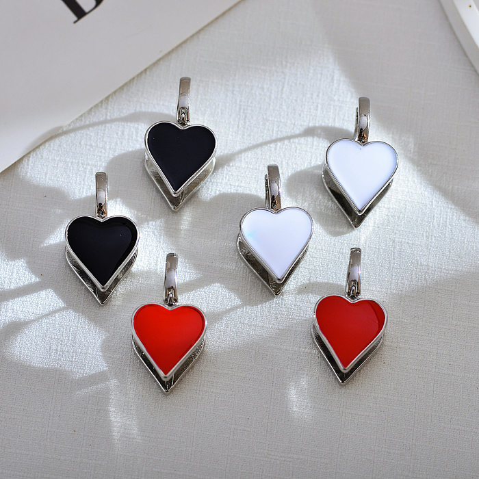 1 Pair Simple Style Heart Shape Enamel Stainless Steel Drop Earrings
