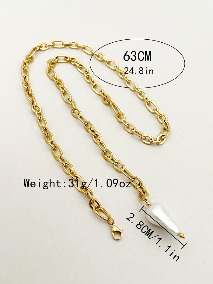 Casual Simple Style Streetwear Irregular Stainless Steel  Plating Gold Plated Pendant Necklace