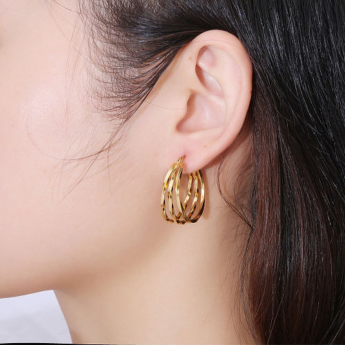 1 Piece Classic Style Round Stainless Steel Earrings