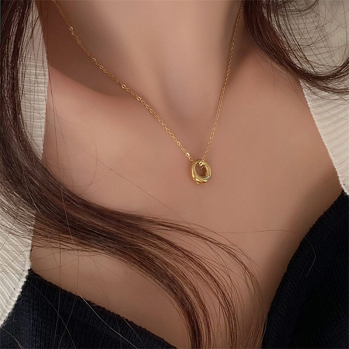 Fashion Round Stainless Steel Plating Pendant Necklace