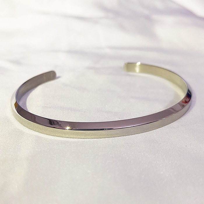 Lady Solid Color Titanium Steel Cuff Bracelets In Bulk