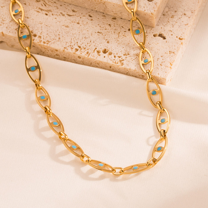 Collar de perlas artificiales con revestimiento de acero inoxidable geométrico Hip-Hop 1 pieza