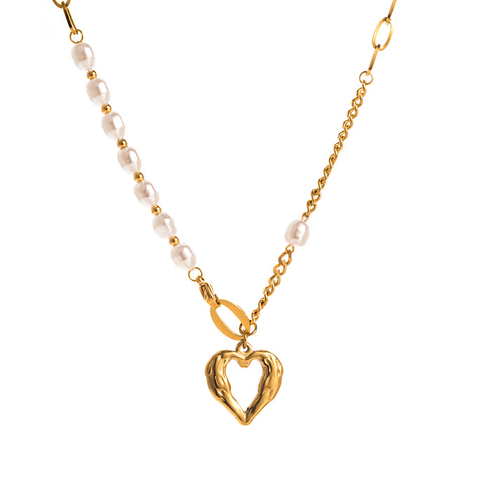 1 Stück Mode Stern Herz Form Auge Edelstahl Edelstahl Überzug Künstliche Perlen Strass Halskette
