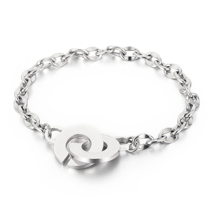 Pulsera de pareja creativa de acero inoxidable con cadena ovalada geométrica de joyería