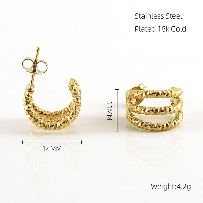 1 Pair Simple Style C Shape Stainless Steel  Plating 18K Gold Plated Ear Studs