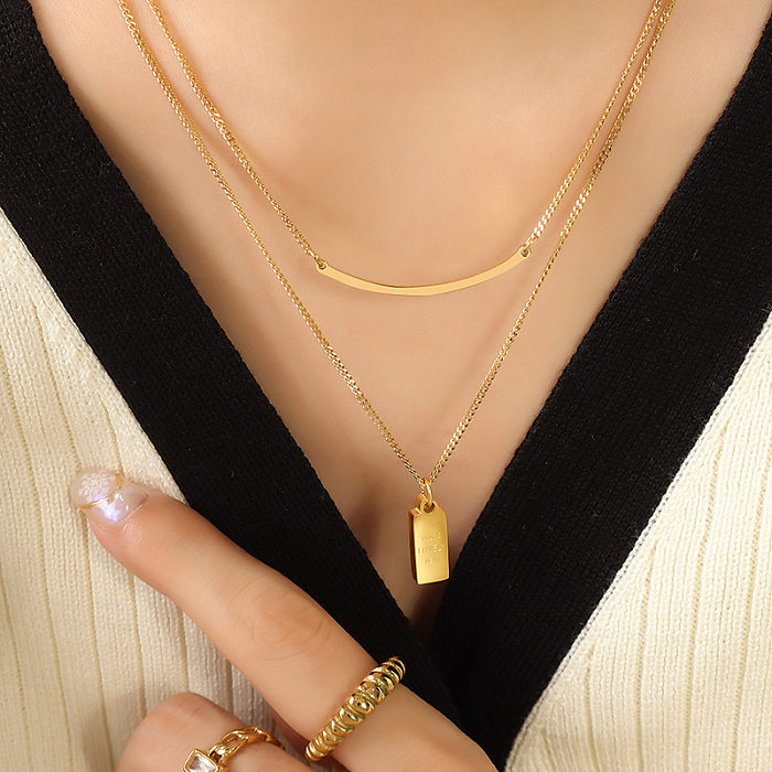 Simple Style Geometric Stainless Steel Gold Plated Layered Necklaces