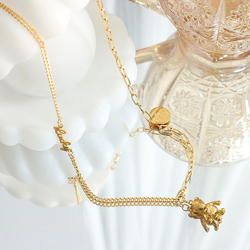 Fashion Bear Stainless Steel Pendant Necklace Plating Stainless Steel  Necklaces