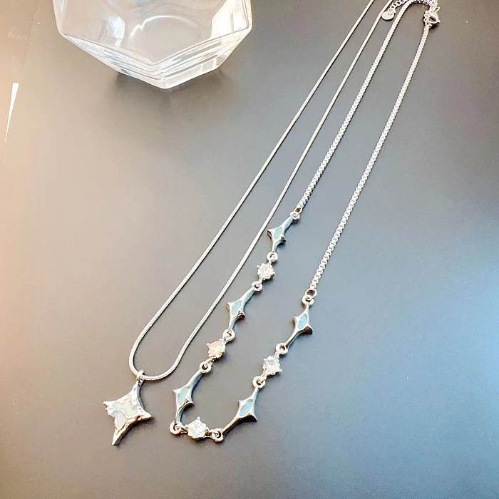 IG Style Star Stainless Steel Plating Inlay Zircon Layered Necklaces