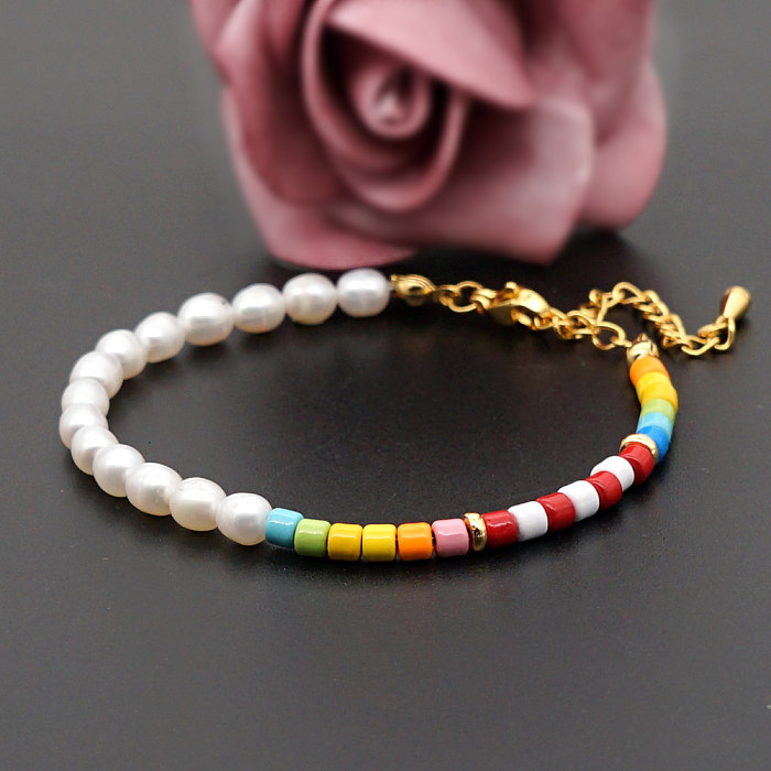 Casual Vacation Multicolor Stainless Steel Beaded Bracelets